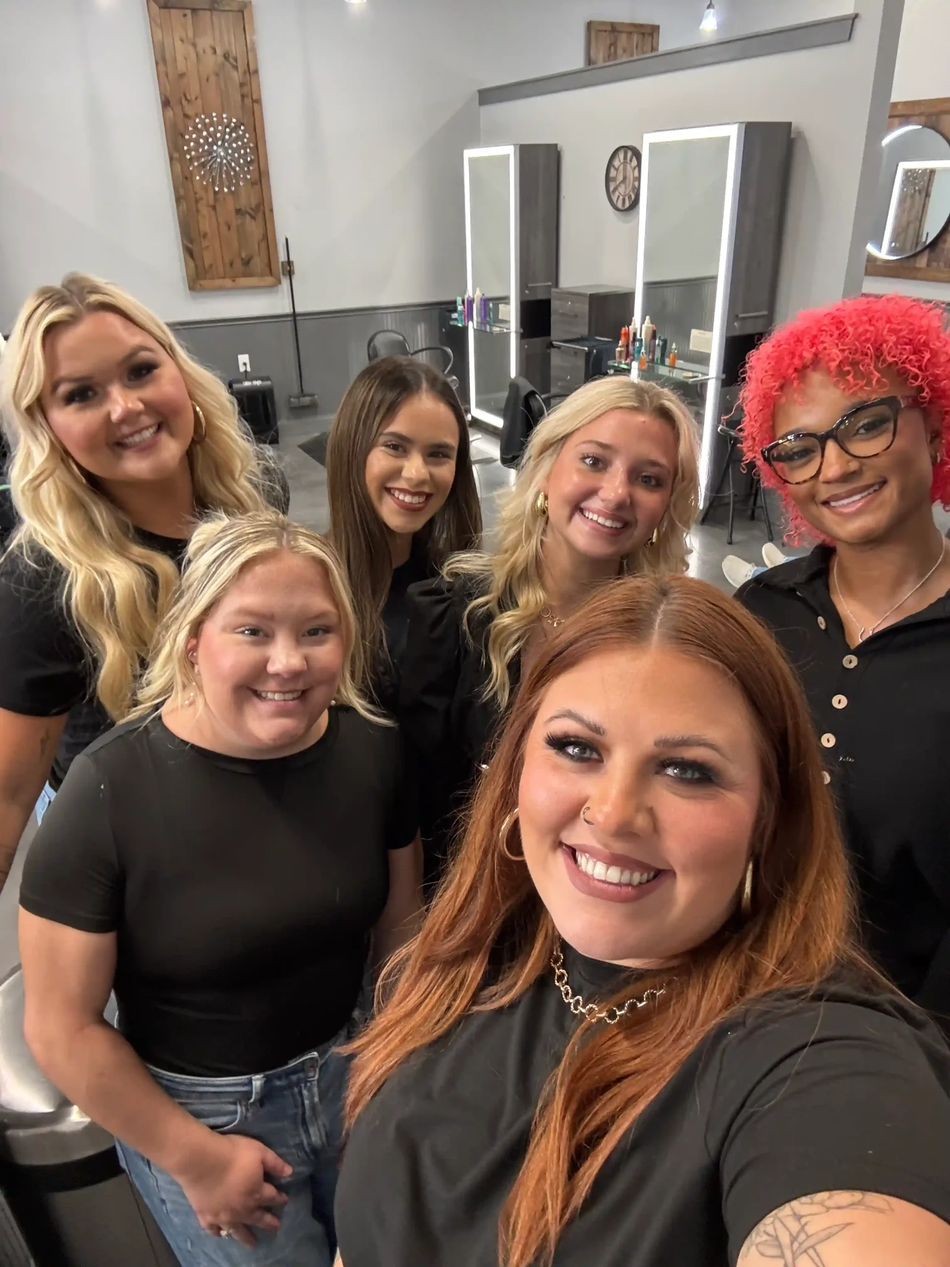 Shelley’s Hair and Spa stylists group photo in salon